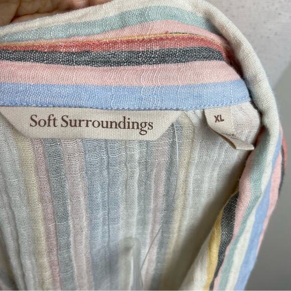 Soft Surroundings Multi Color Stripe Gauzy Button Down NWOT Top XL - Picture 10 of 10